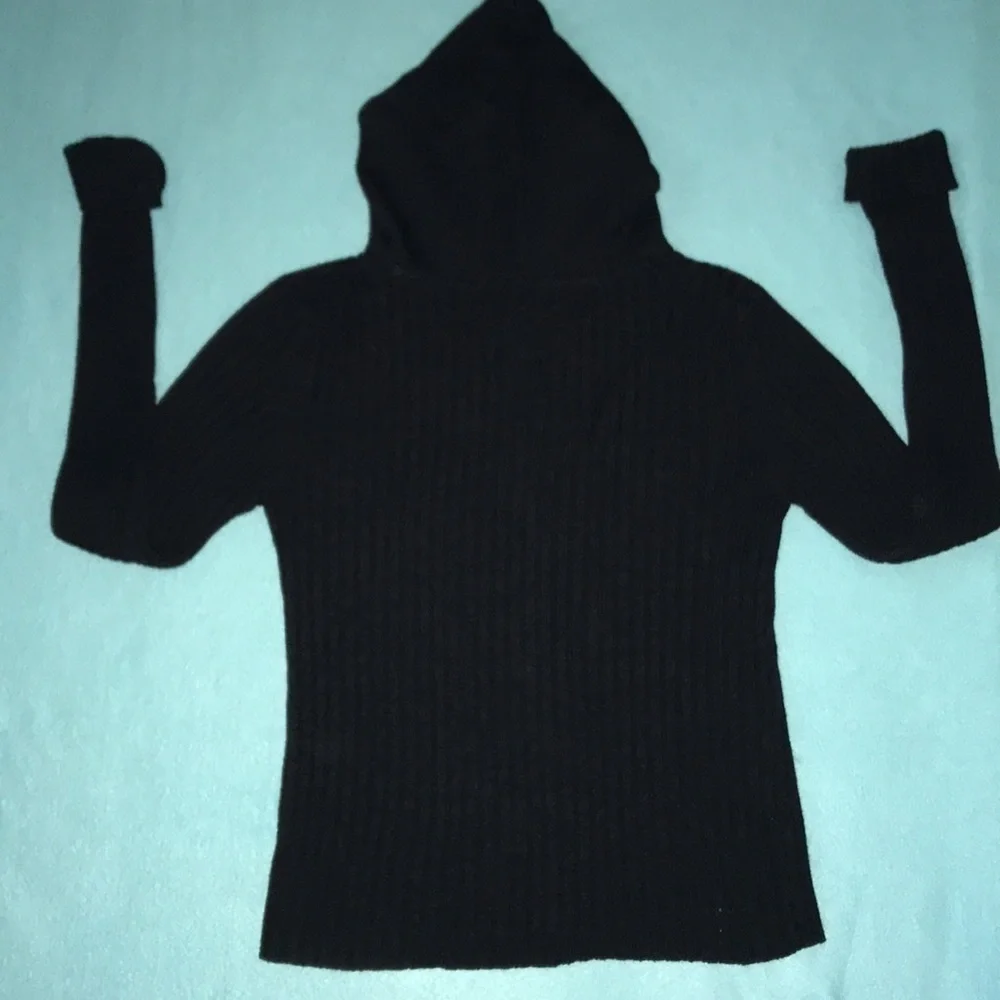 𝅺DOCKERS zip up hooded knit sweater dark navy 2 pockets size L